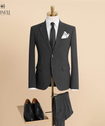 Bộ Suit kẻ sọc đen cao cấp – 6 cúc